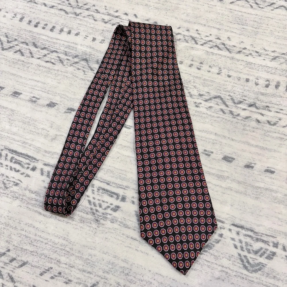 Lauren Ralph Lauren Silk Tie Geometric Preppy Luxury Heritage Dark Academia
